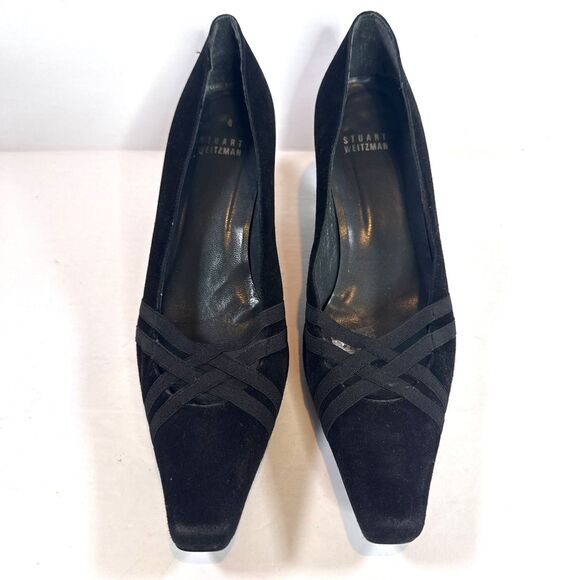 Stuart Weitzman Black Suede Low Heel Pumps Stretch Limo Style Made in Spain 7.5M - Picture 5 of 10